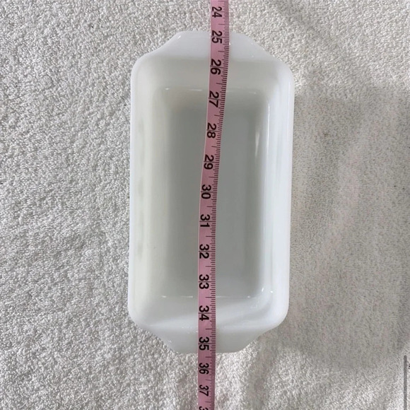 Vintage Milk Glass Green Daisy Flower Loaf  Pan - Picture 10 of 11